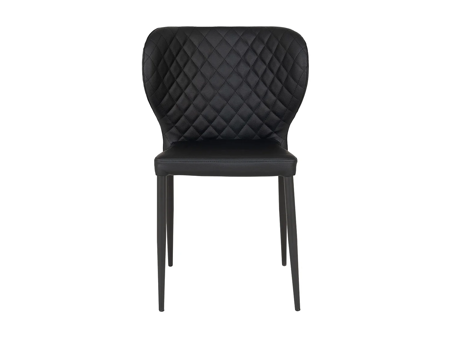 2 chaises de salle à manger large en cuir synthétique noir avec pieds noirs