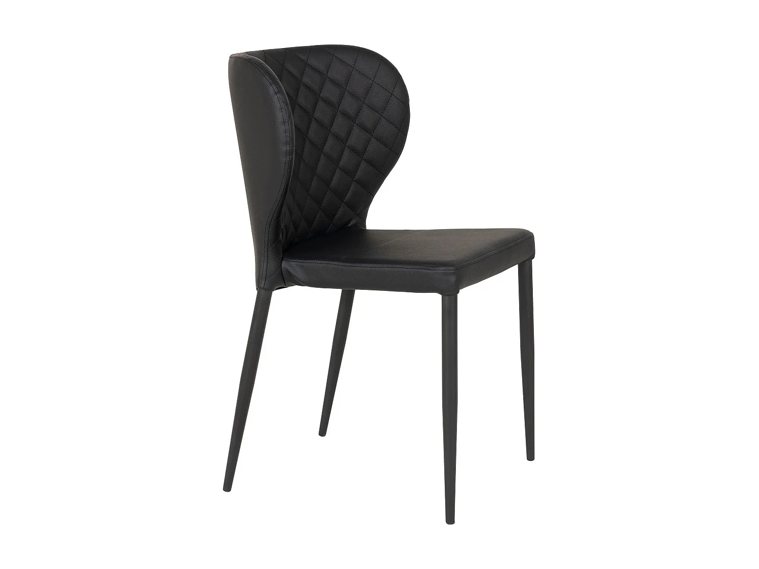 2 chaises de salle à manger large en cuir synthétique noir avec pieds noirs