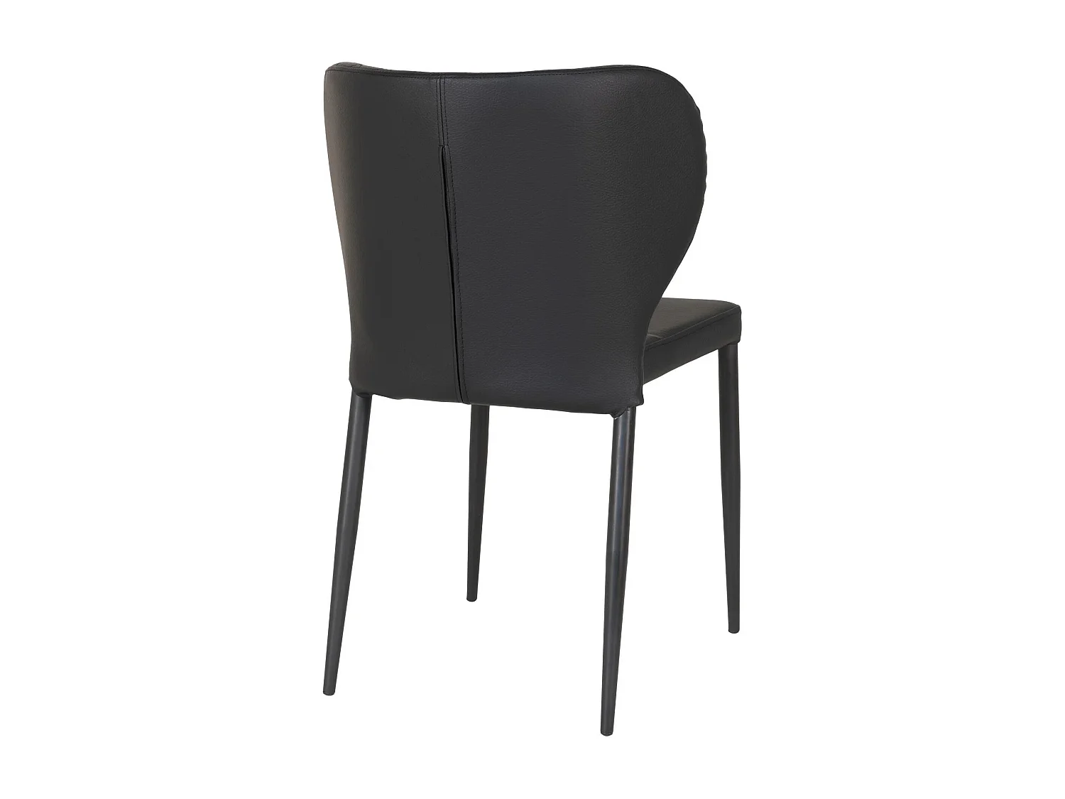 2 chaises de salle à manger large en cuir synthétique noir avec pieds noirs