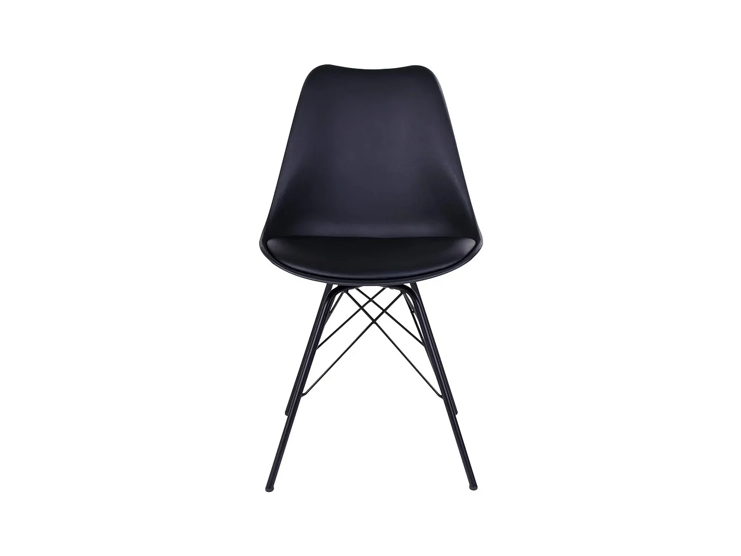 2 chaises de table à manger en cuir noir aux pieds noirs