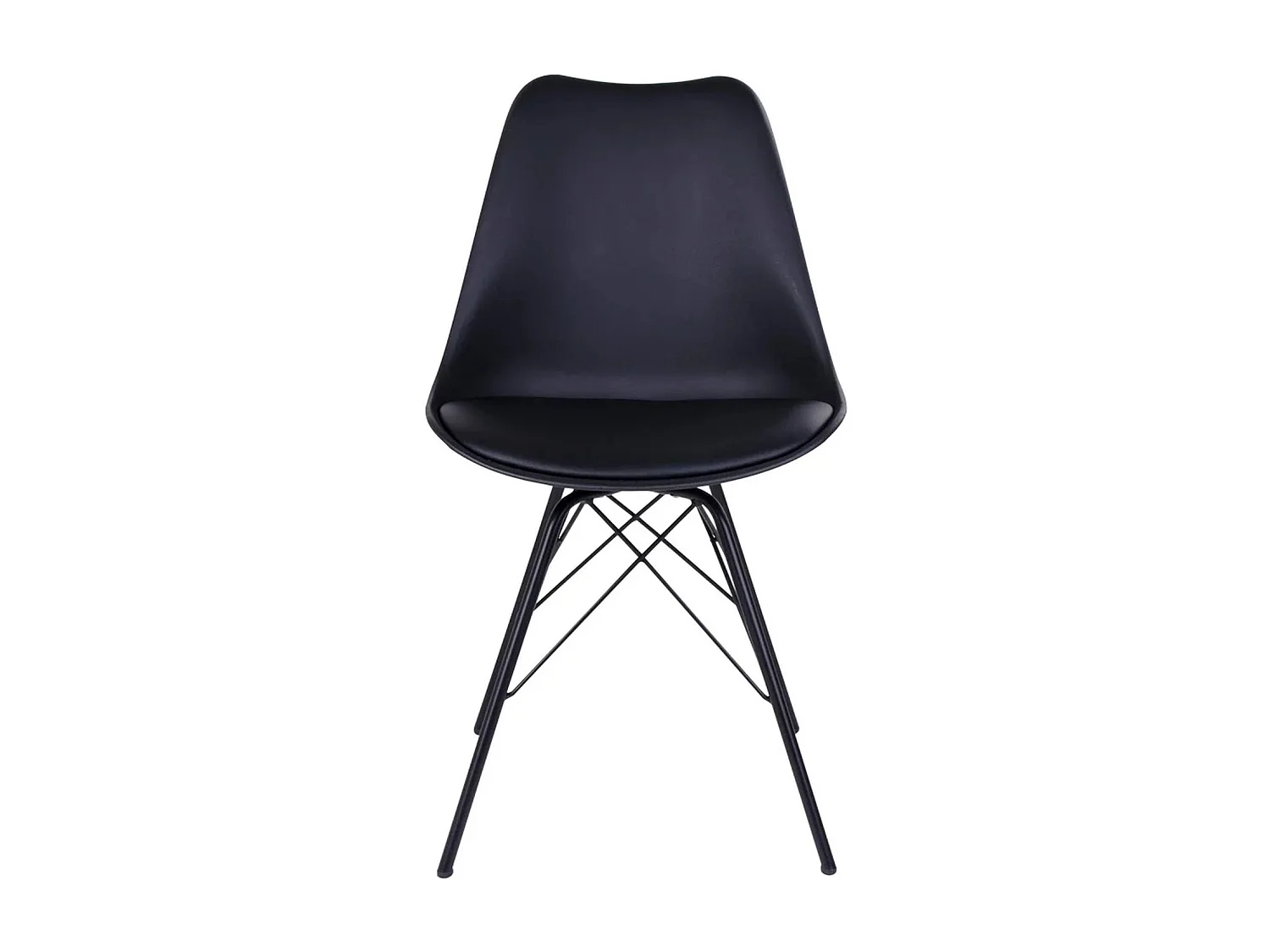 2 chaises de table à manger en cuir noir aux pieds noirs