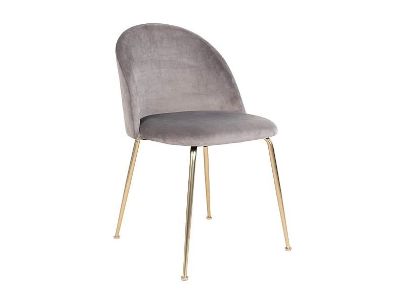 2 chaises de salle à manger en velours gris avec pieds en laiton