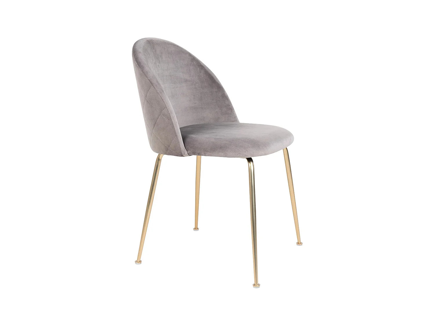 2 chaises de salle à manger en velours gris avec pieds en laiton