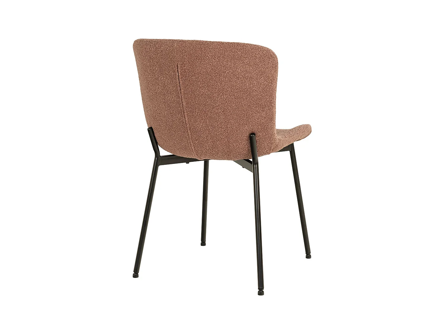 2 chaises de salle à manger rouille en polyester bouclé avec pieds noirs