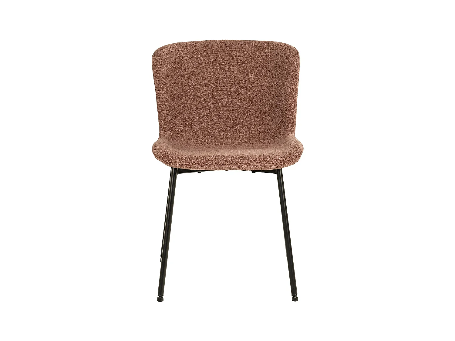 2 chaises de salle à manger rouille en polyester bouclé avec pieds noirs