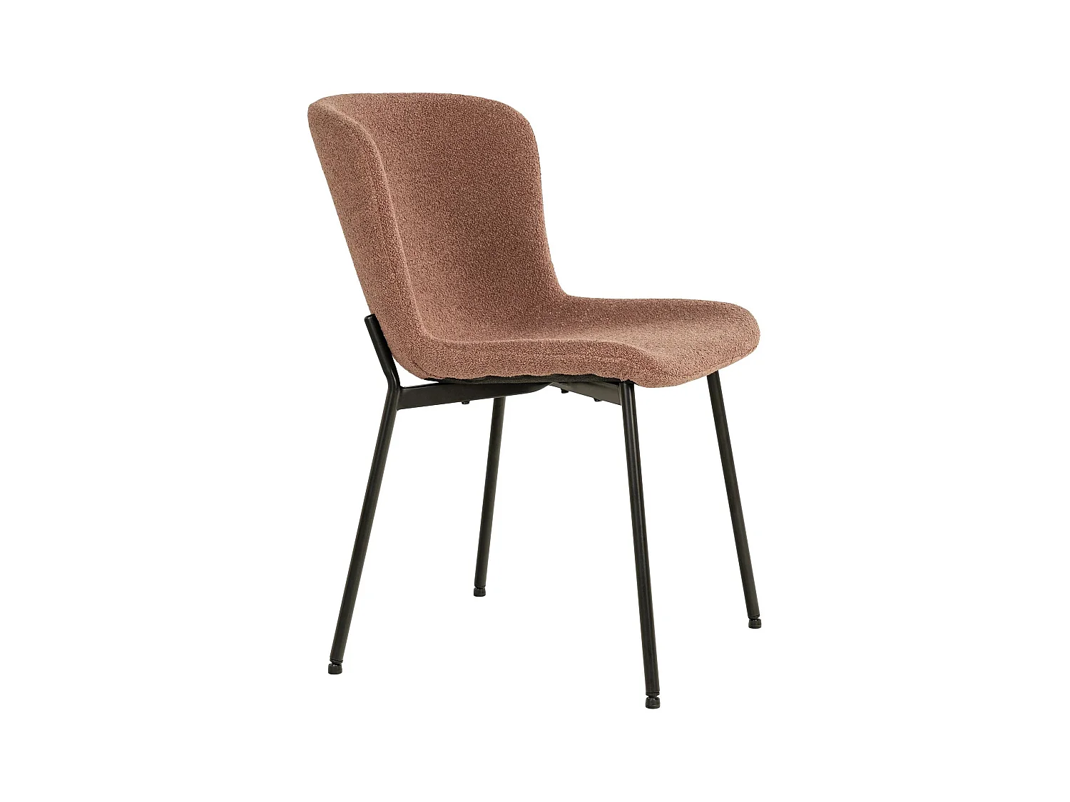 2 chaises de salle à manger rouille en polyester bouclé avec pieds noirs