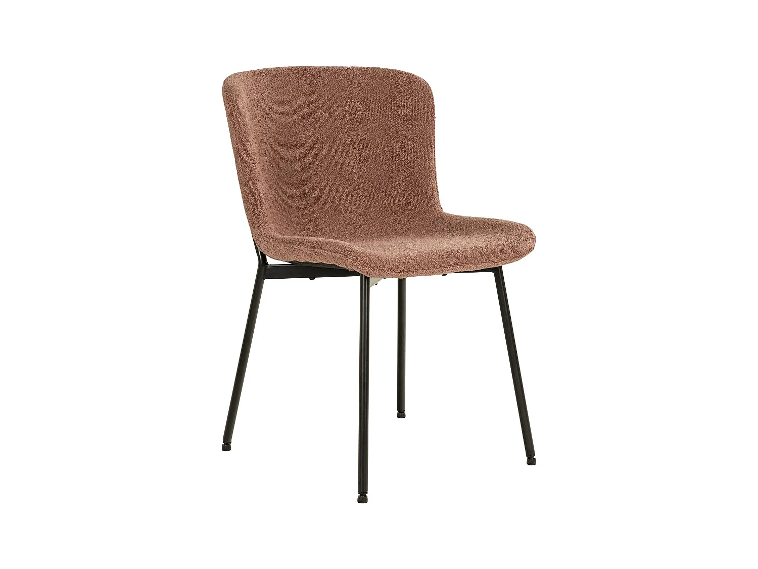 2 chaises de salle à manger rouille en polyester bouclé avec pieds noirs