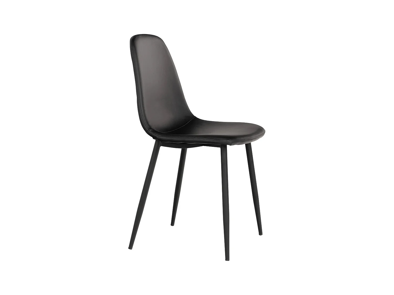 2 chaises de salle à manger en cuir synthétique noir avec pieds noirs