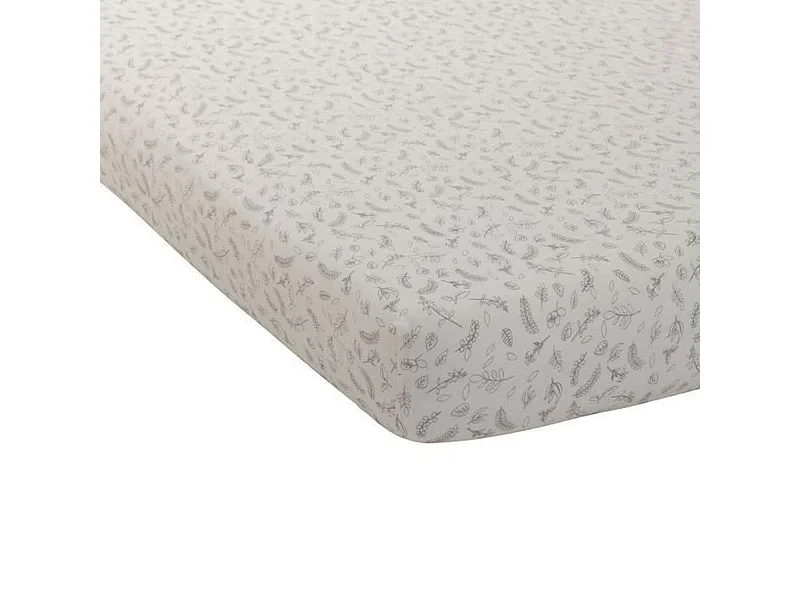 Drap housse jersey imprime 70 x 140 cm leafy bunny gris