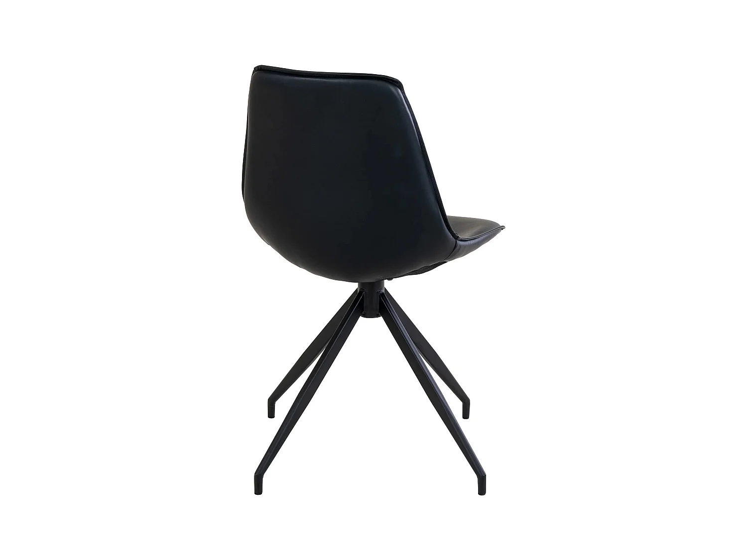 2 sillas de comedor de cuero sintético con pivote negro y pies negros