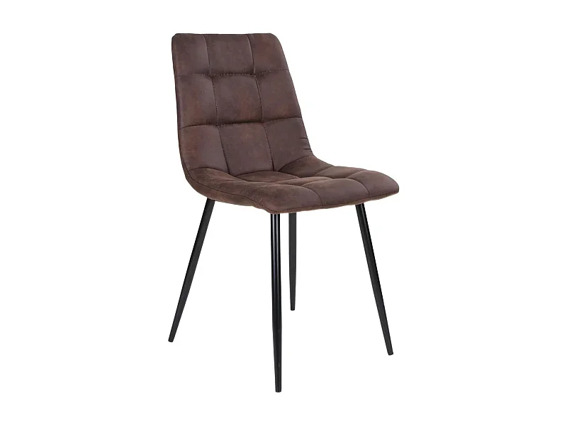 2 chaises de salle à manger en microfibre marron foncé avec pieds noirs