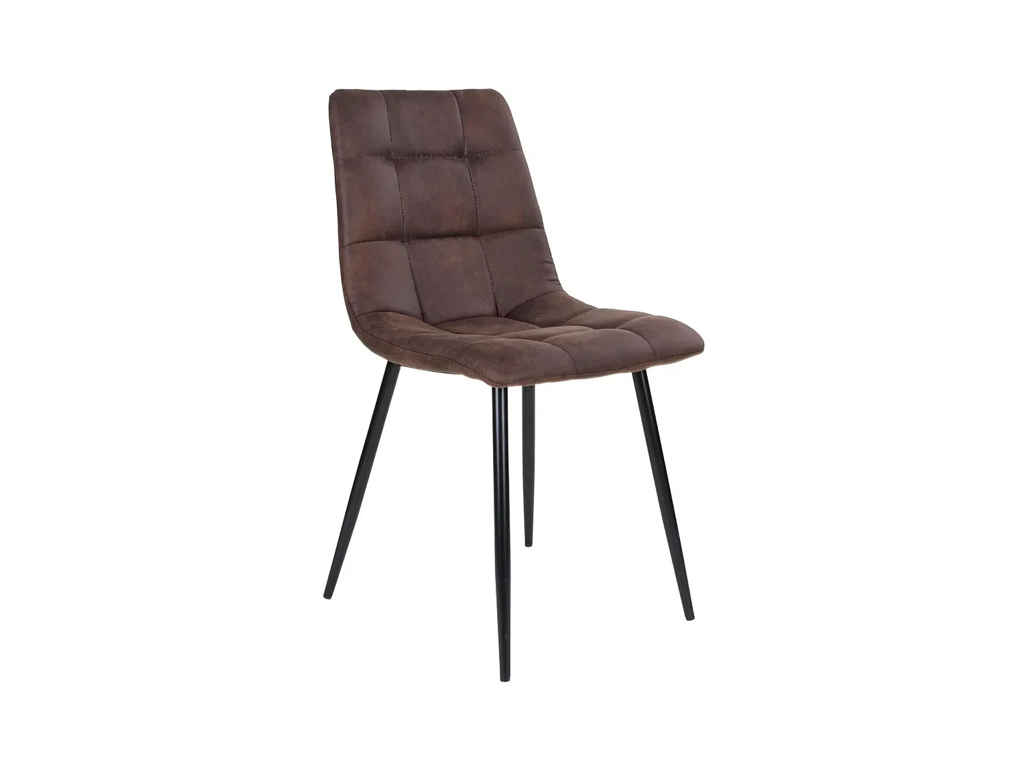 2 chaises de salle à manger en microfibre marron foncé avec pieds noirs