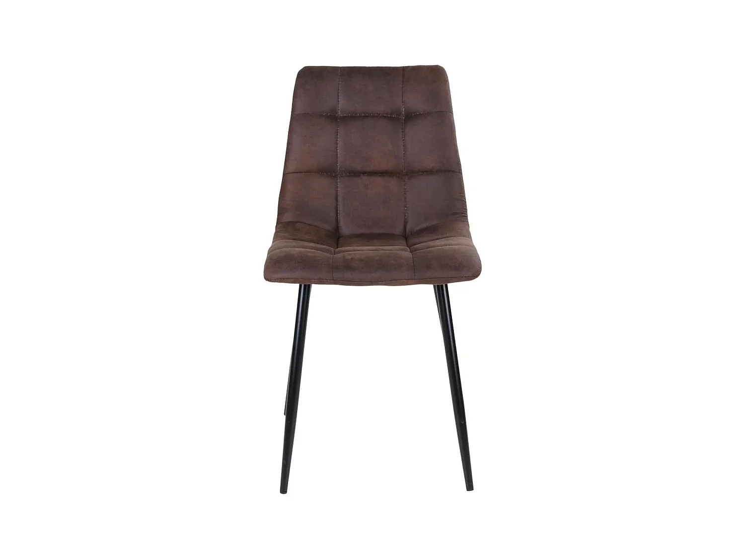 2 chaises de salle à manger en microfibre marron foncé avec pieds noirs