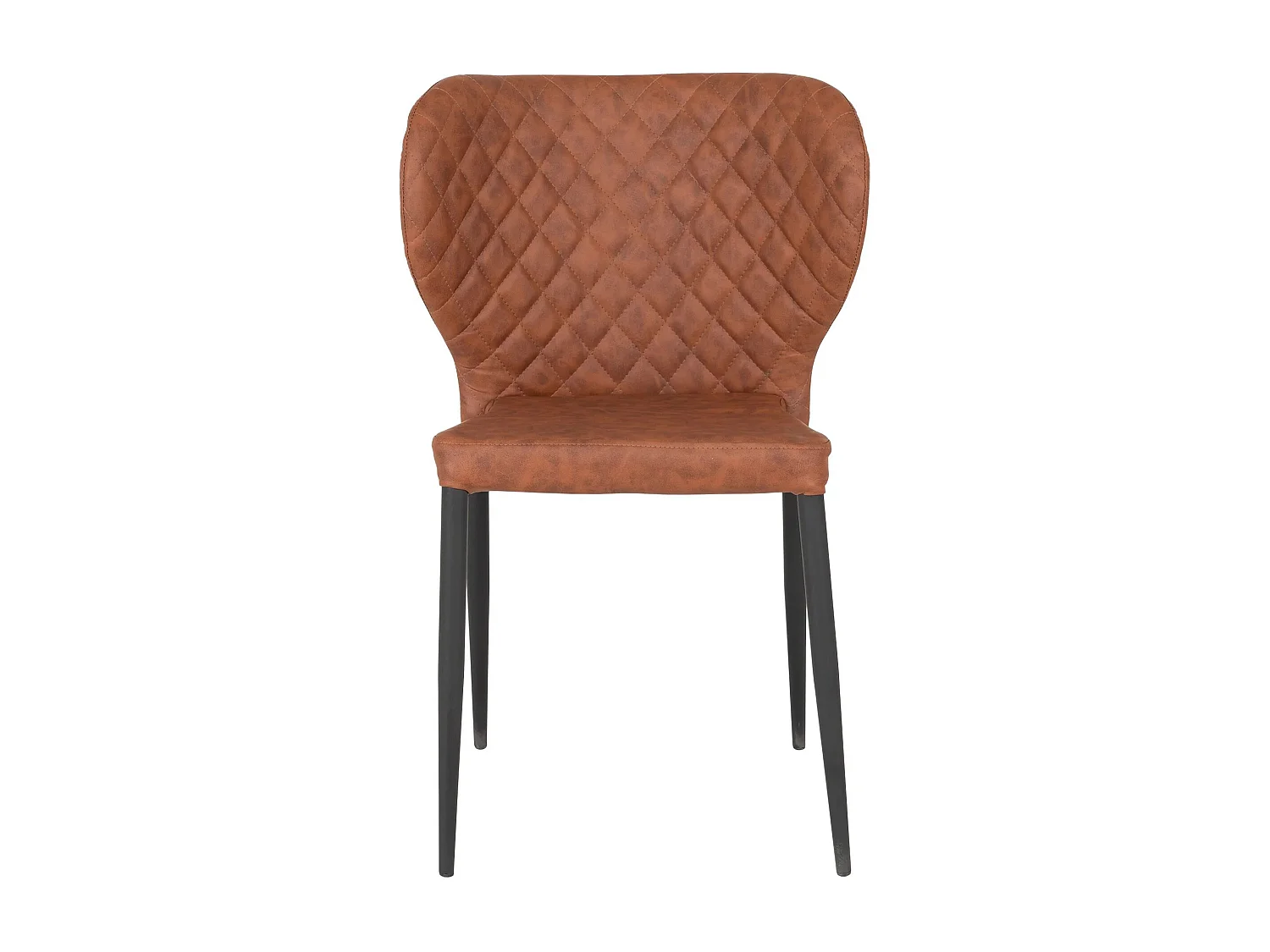 2 chaises de salle à manger large en cuir synthétique marron clair avec pieds noirs