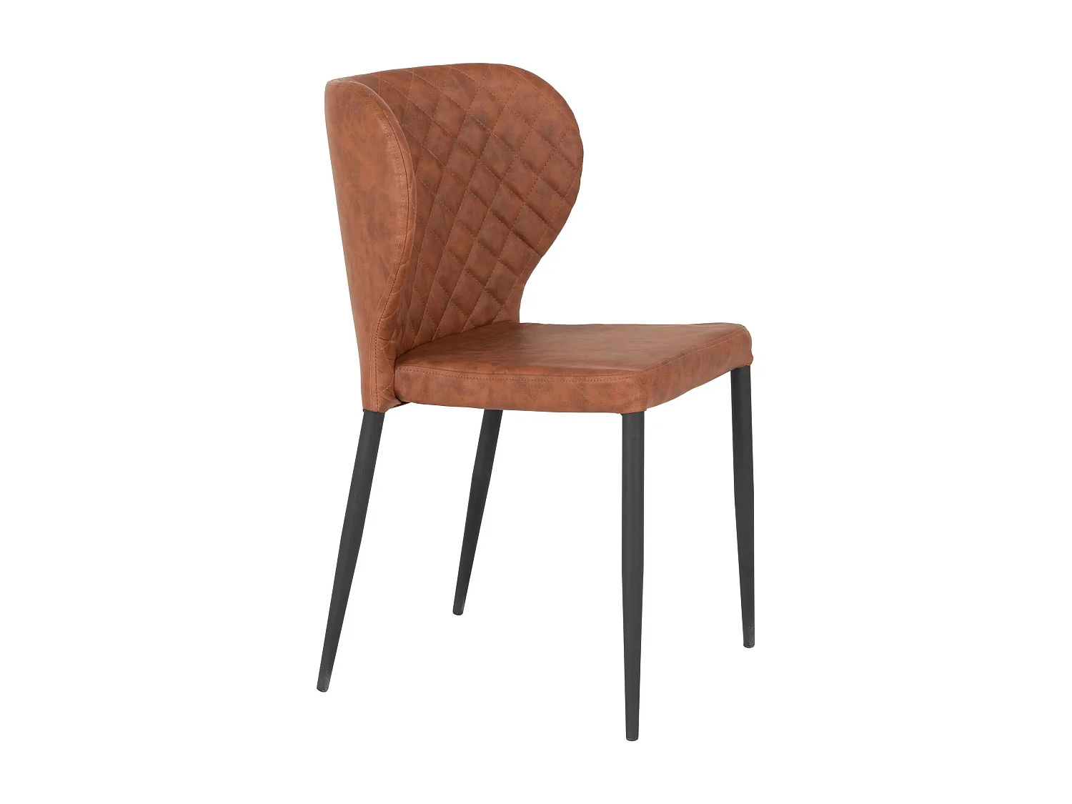 2 chaises de salle à manger large en cuir synthétique marron clair avec pieds noirs