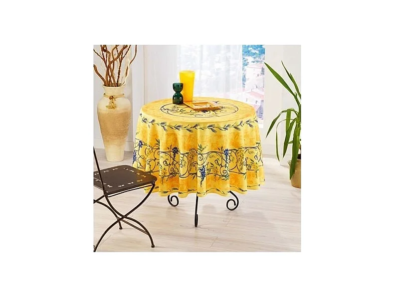 Nappe Provençale Ronde Anti-Tâche Glycine 100% Polyester