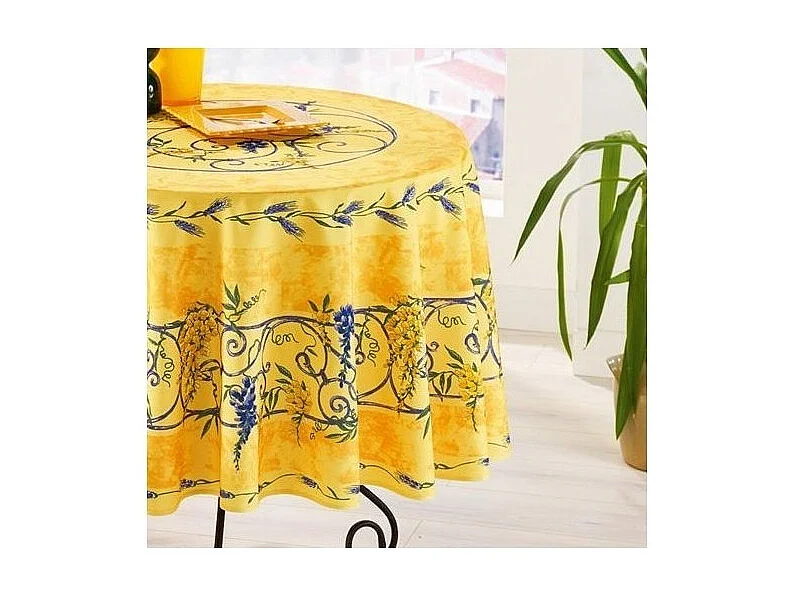 Nappe Provençale Ronde Anti-Tâche Glycine 100% Polyester