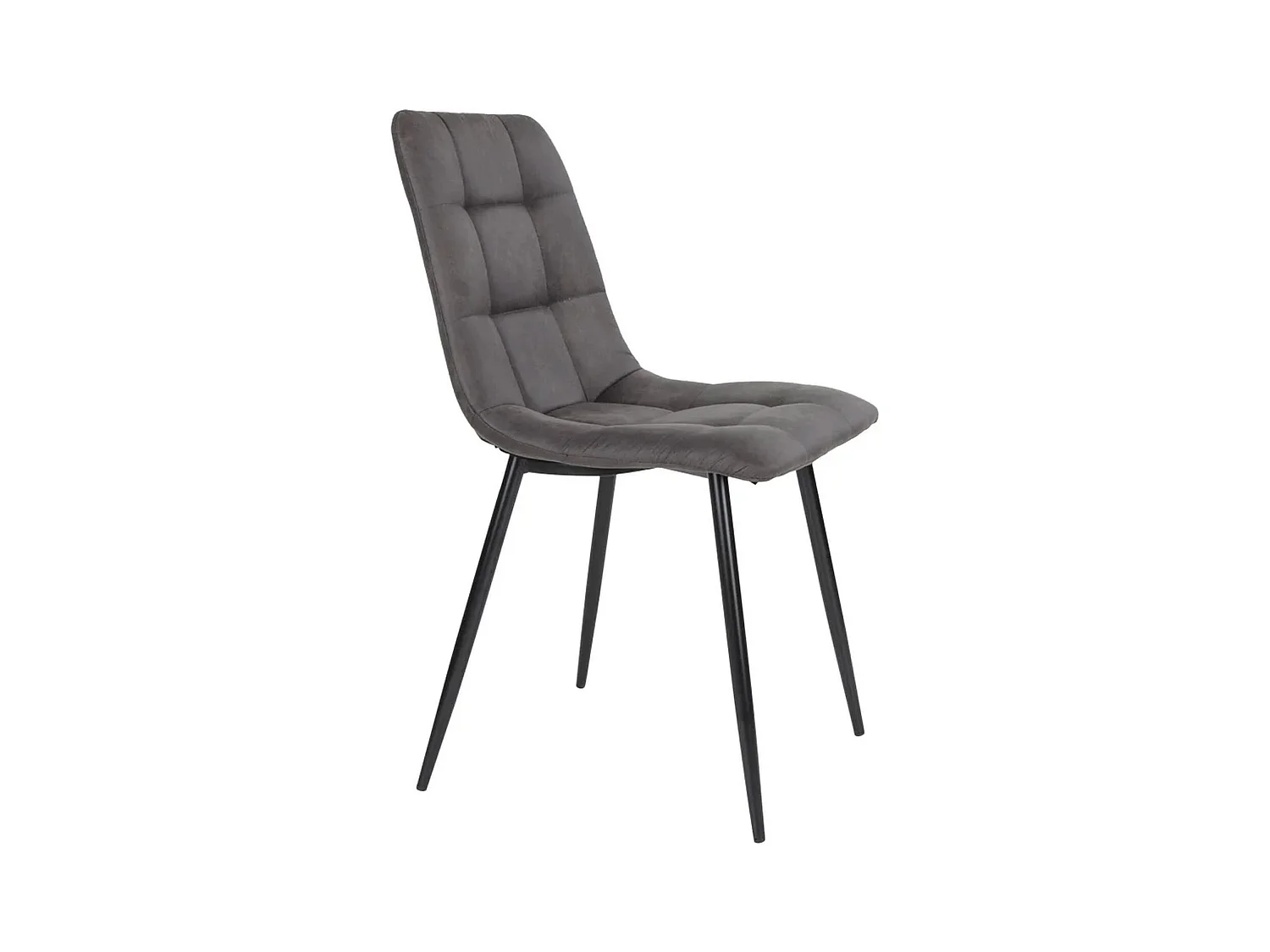 2 chaises de salle à manger en microfibre gris avec pieds noirs