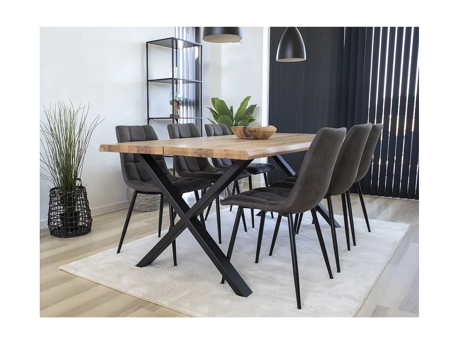 2 sillas de comedor de microfibra gris con pies negros