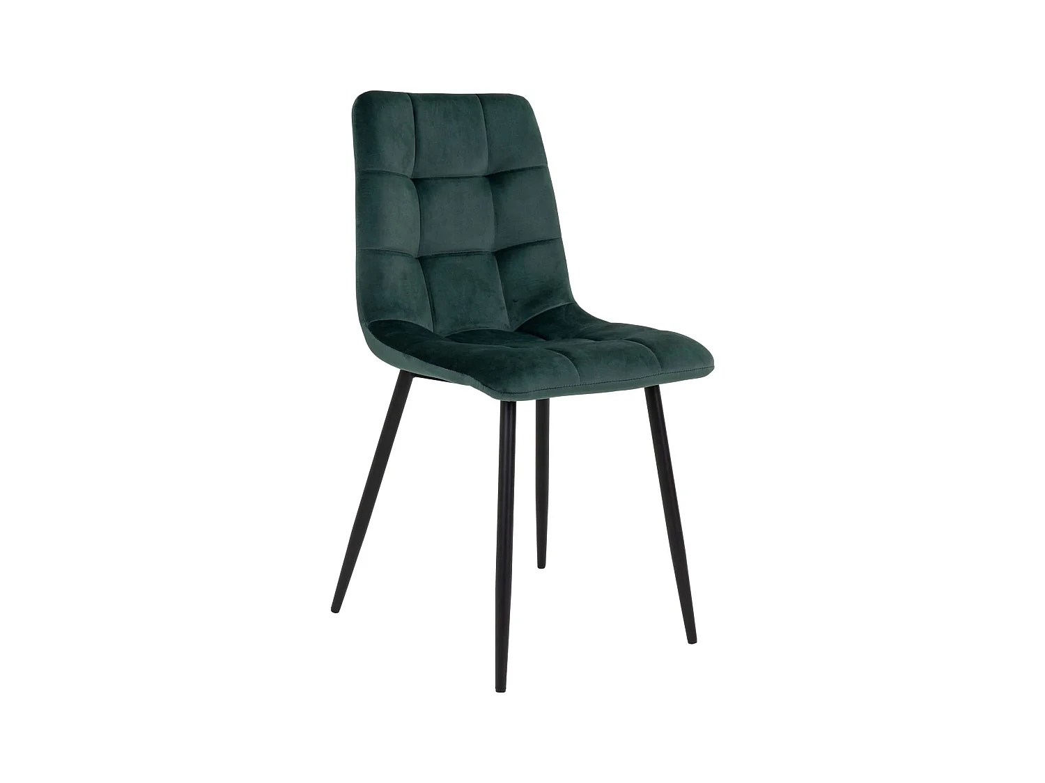 2 sillas de comedor de terciopelo verde oscuro con pies negros