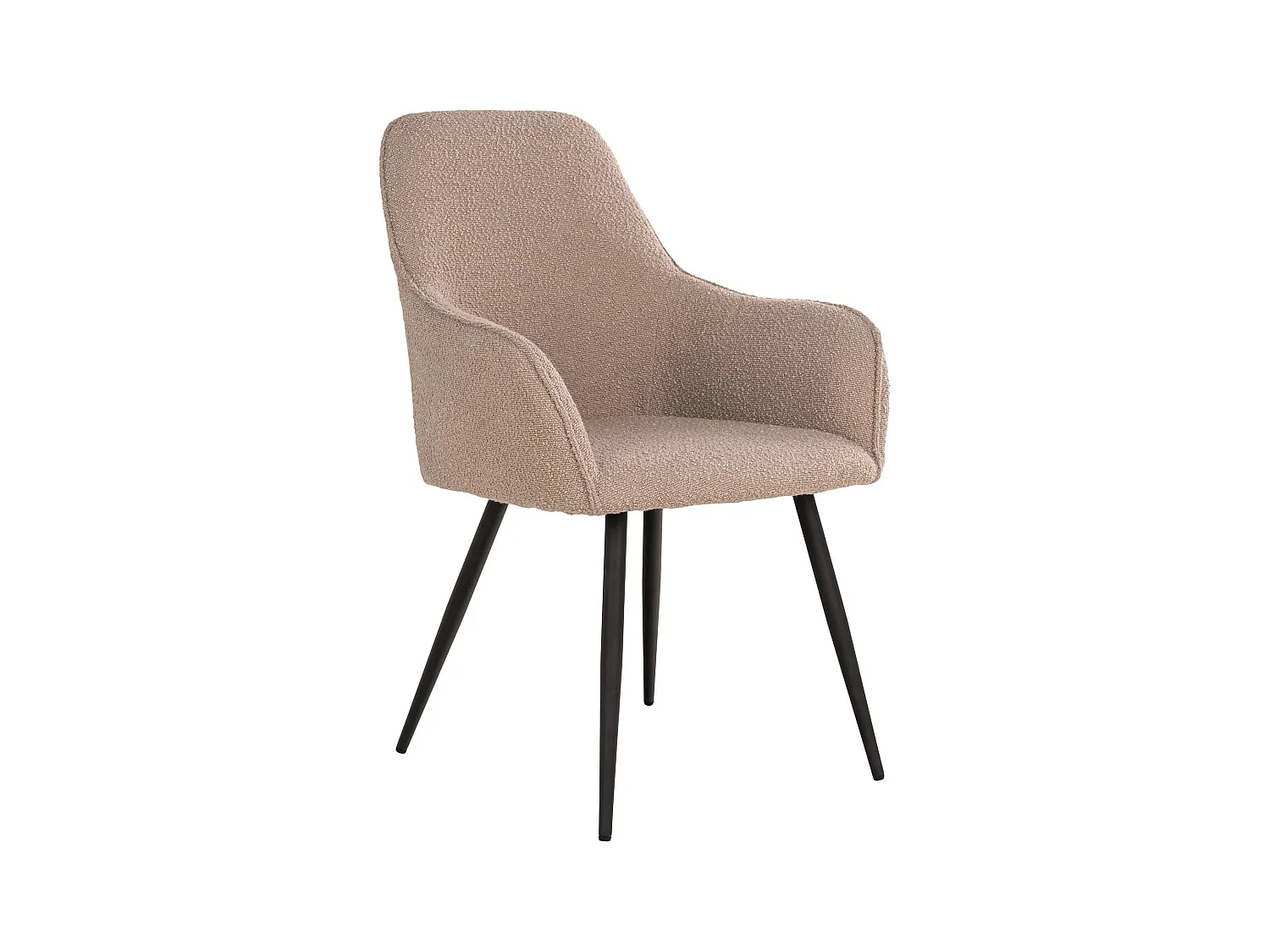 2 chaises de salle à manger en polyester bouclé beige avec pieds noirs