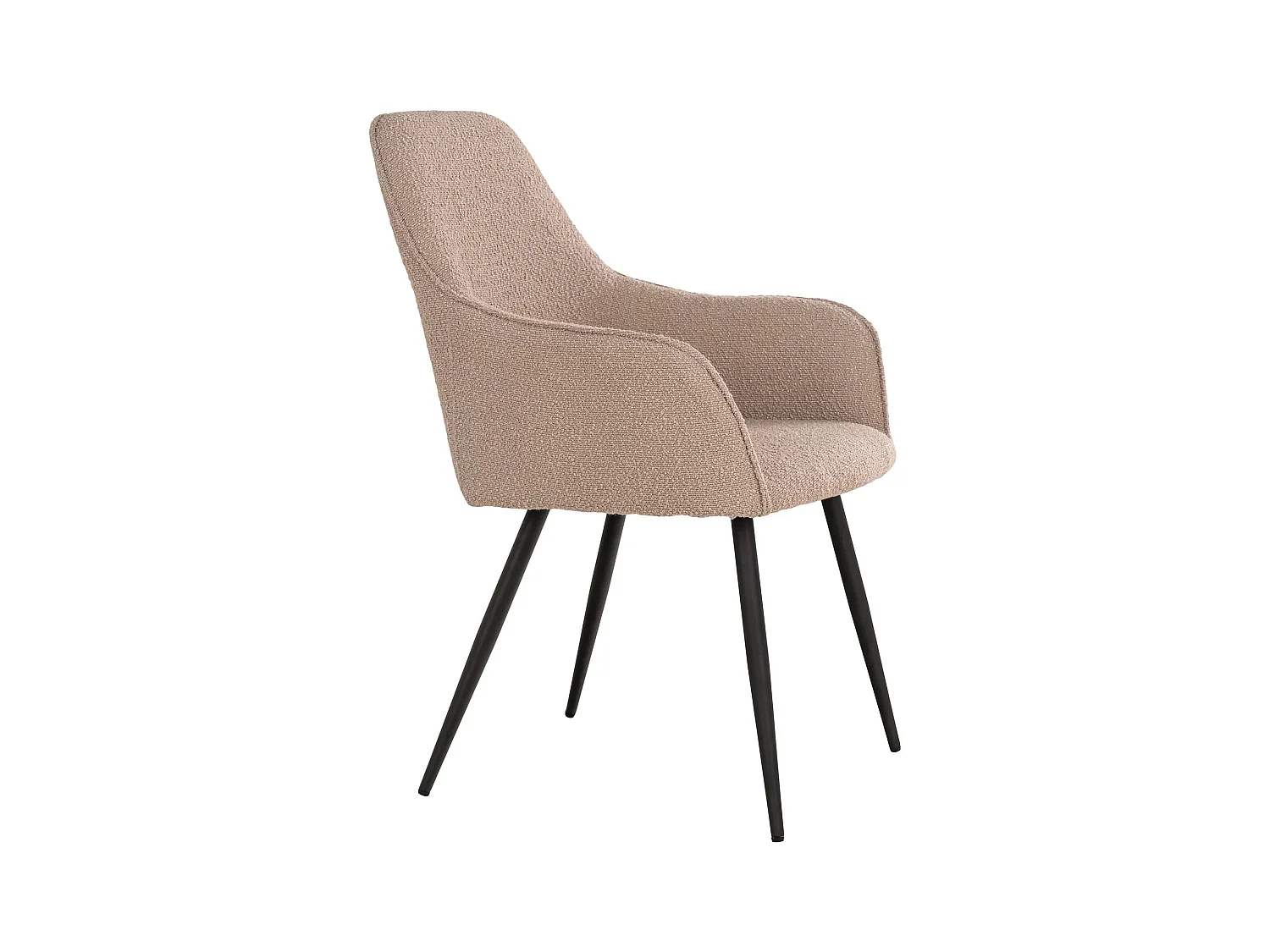 2 chaises de salle à manger en polyester bouclé beige avec pieds noirs