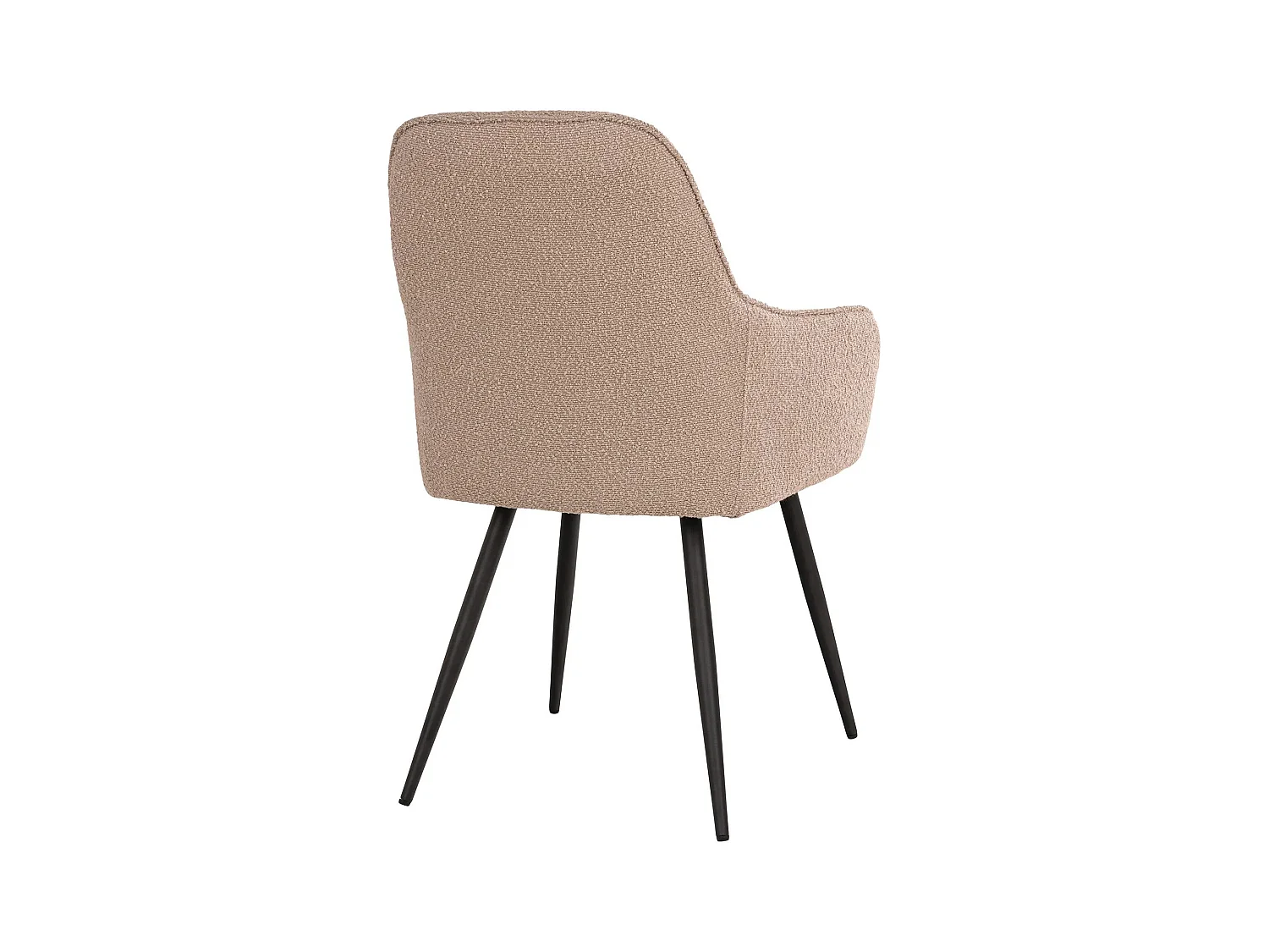 2 chaises de salle à manger en polyester bouclé beige avec pieds noirs