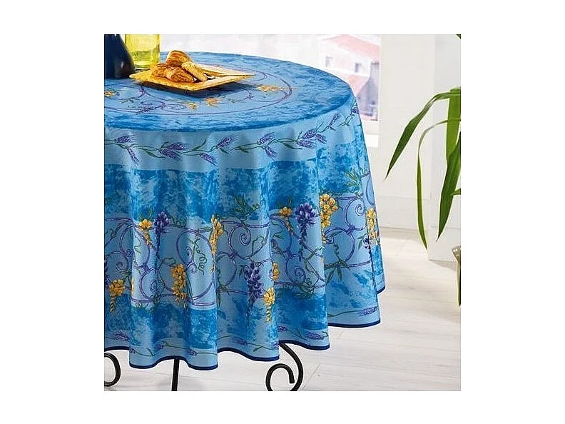Nappe Provençale Ronde Anti-Tâche Glycine 100% Polyester