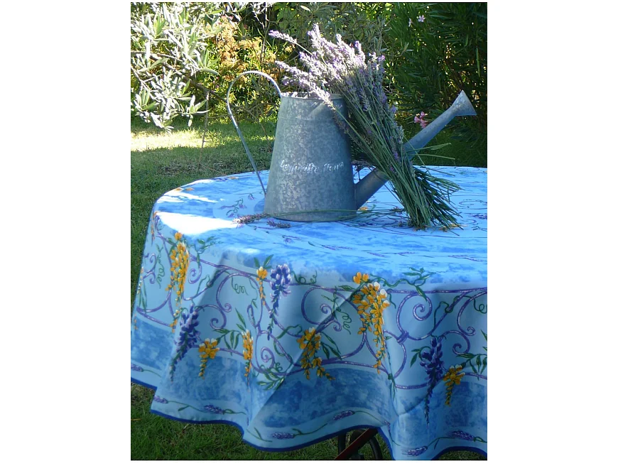 Nappe Provençale Ronde Anti-Tâche Glycine 100% Polyester