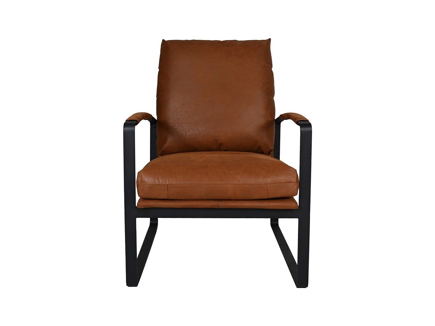 Fauteuil en cuir et métal marron 95 x 65 x 95