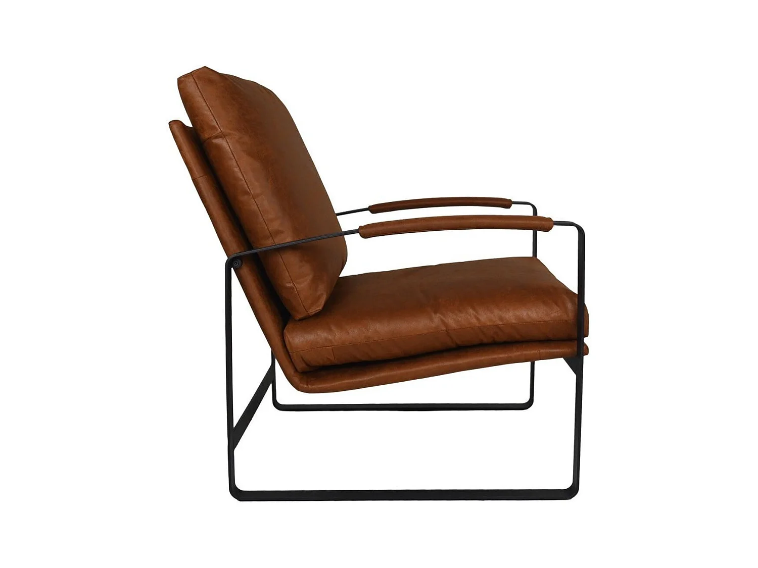 Fauteuil en cuir et métal marron 95 x 65 x 95