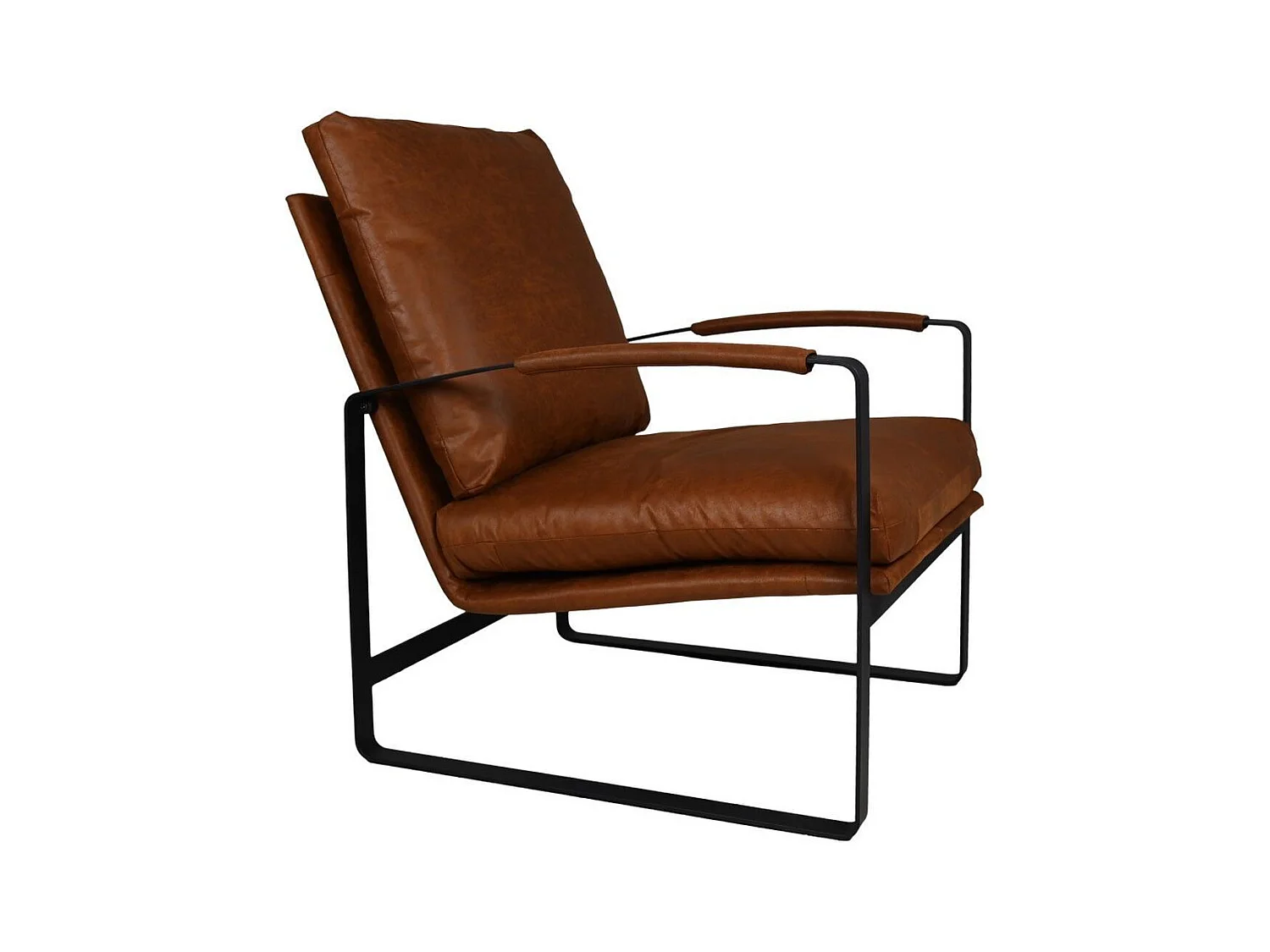 Fauteuil en cuir et métal marron 95 x 65 x 95