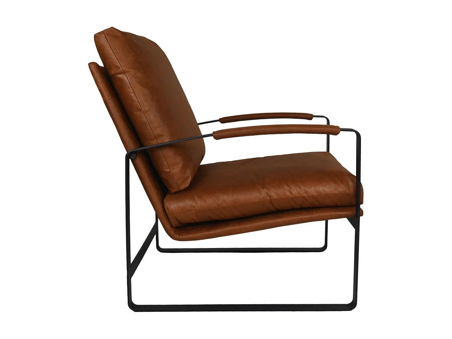 Fauteuil en cuir et métal marron 95 x 65 x 95