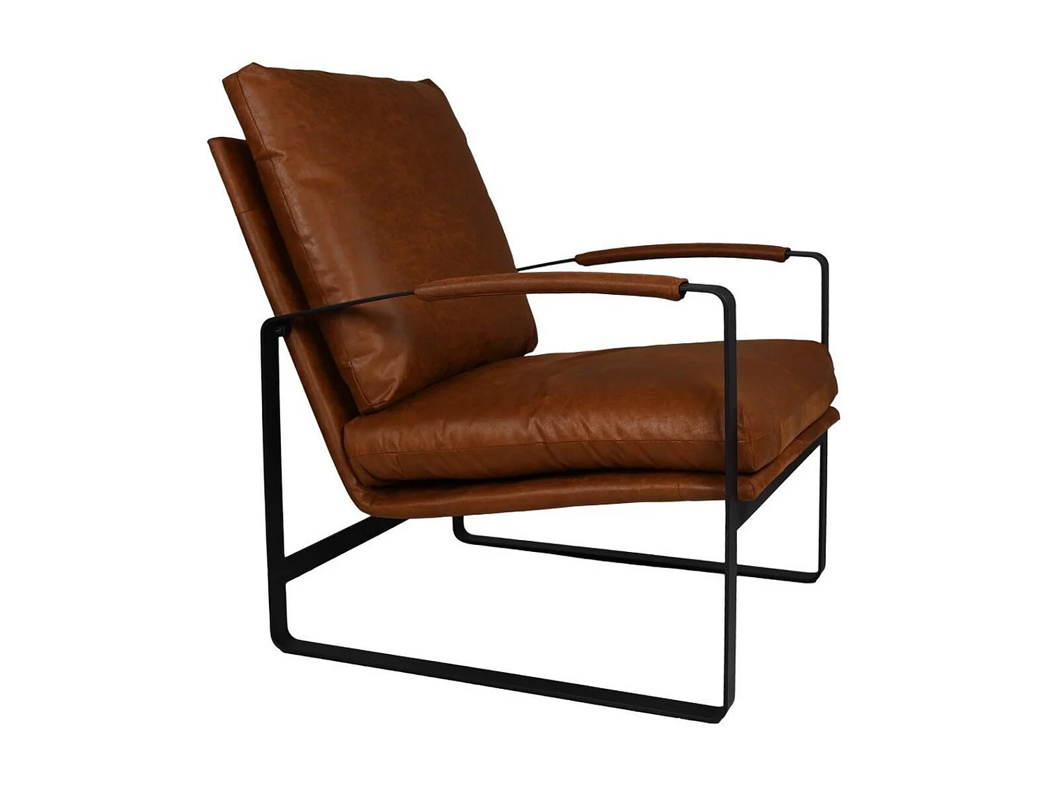 Fauteuil en cuir et métal marron 95 x 65 x 95