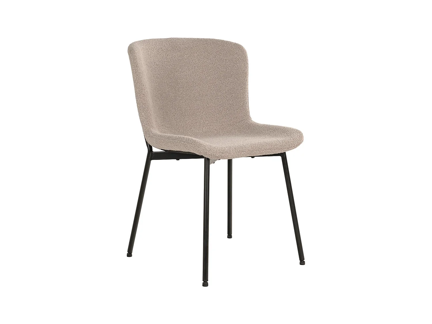 2 chaises de salle à manger beiges en polyester bouclé avec pieds noirs