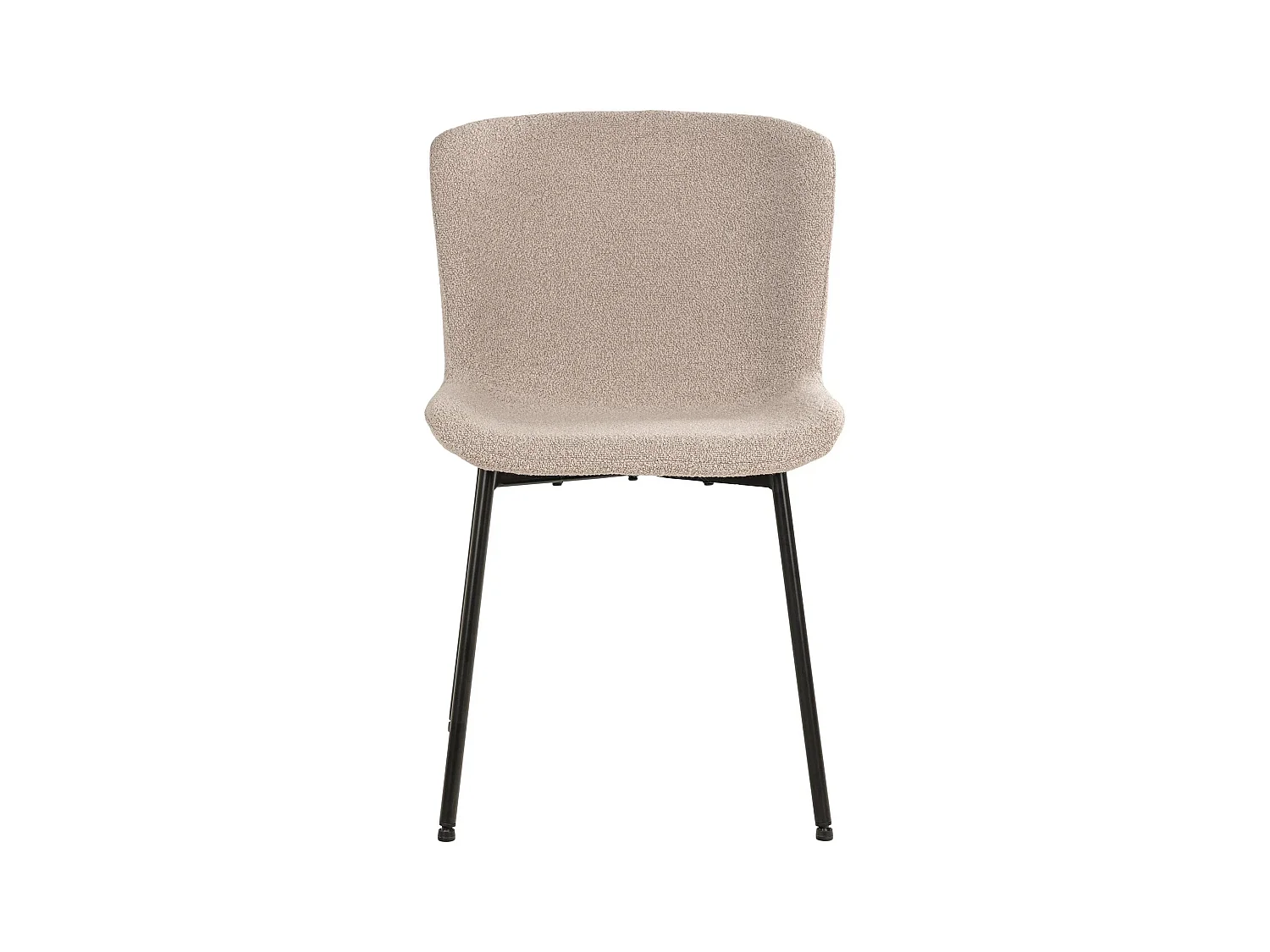 2 chaises de salle à manger beiges en polyester bouclé avec pieds noirs