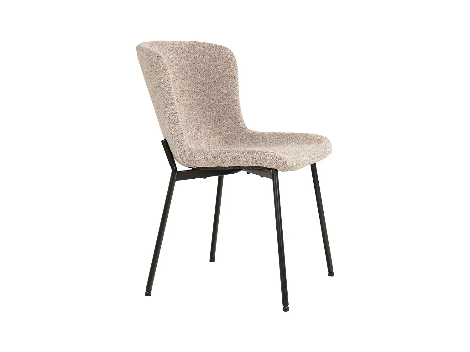 2 chaises de salle à manger beiges en polyester bouclé avec pieds noirs