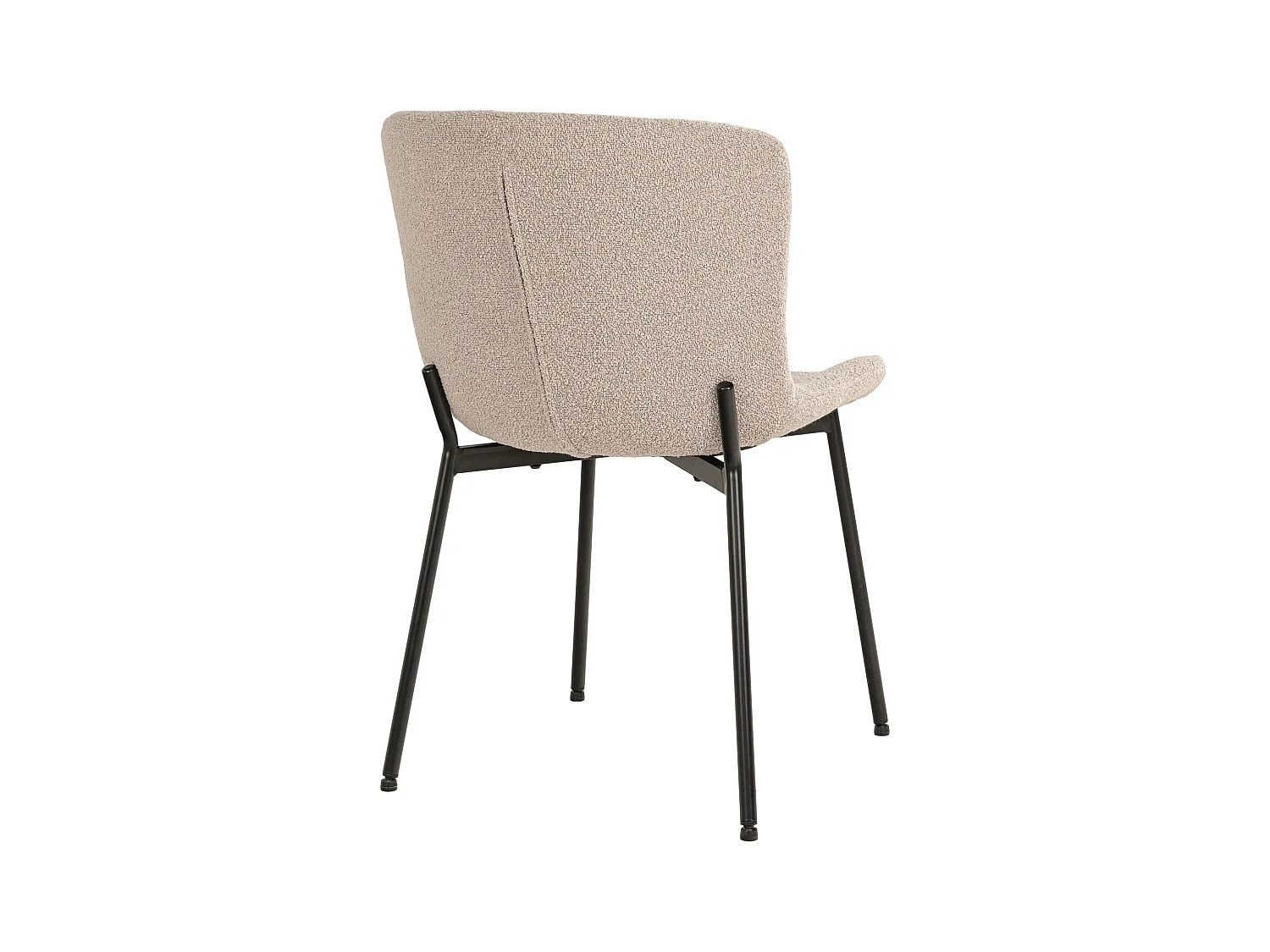 2 chaises de salle à manger beiges en polyester bouclé avec pieds noirs