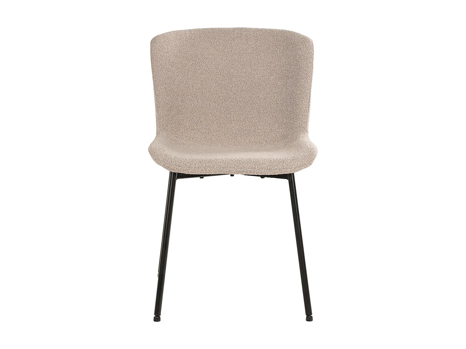 2 sillas de comedor beige en poliéster rizado con pies negros