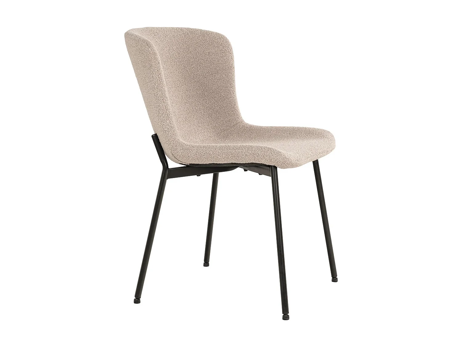 2 sillas de comedor beige en poliéster rizado con pies negros