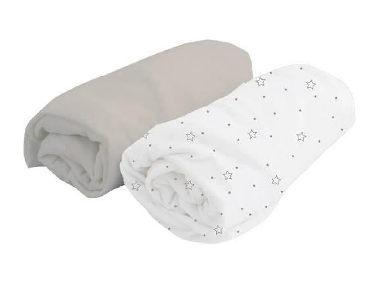 Set mit 2 Spannbettlaken – Jersey – Weiß/Perlmutt – 60 x 120 cm