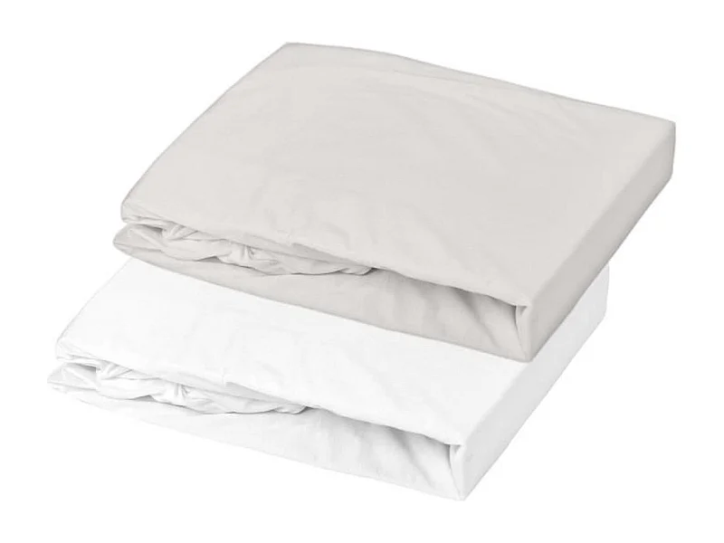 Lot 2 draps housse jersey 60 x 120 cm blanc/perle