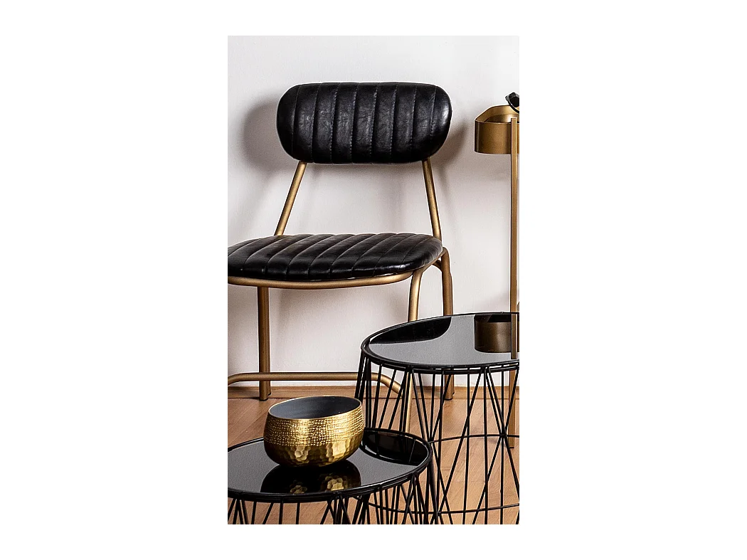 Chaise en acier noir et doré Addy - Lot de 2