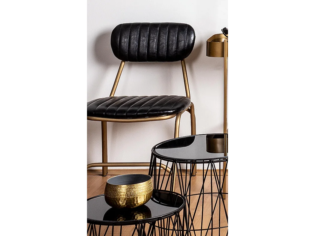 Chaise en acier noir et doré Addy - Lot de 2