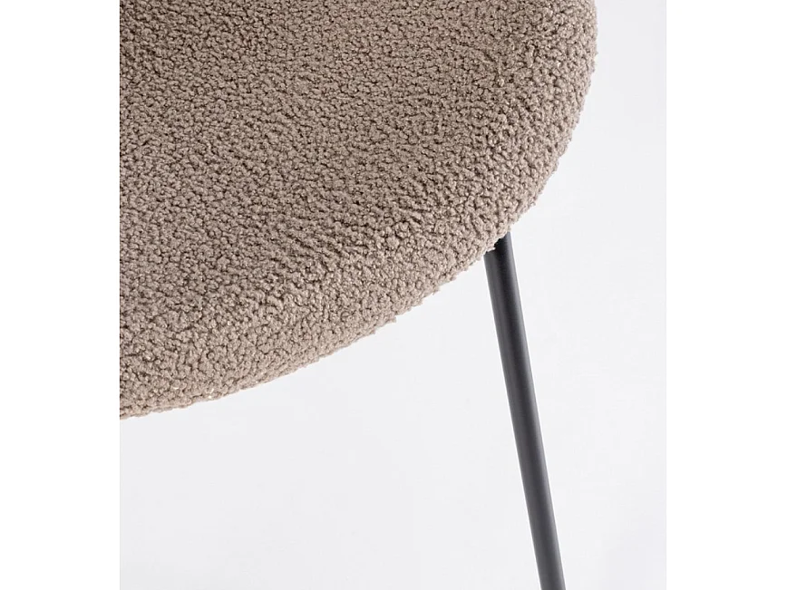 Lot de 2 Chaises tissu effet bouclette Maddy – Élégance moderne et confort optimal-Marron clair