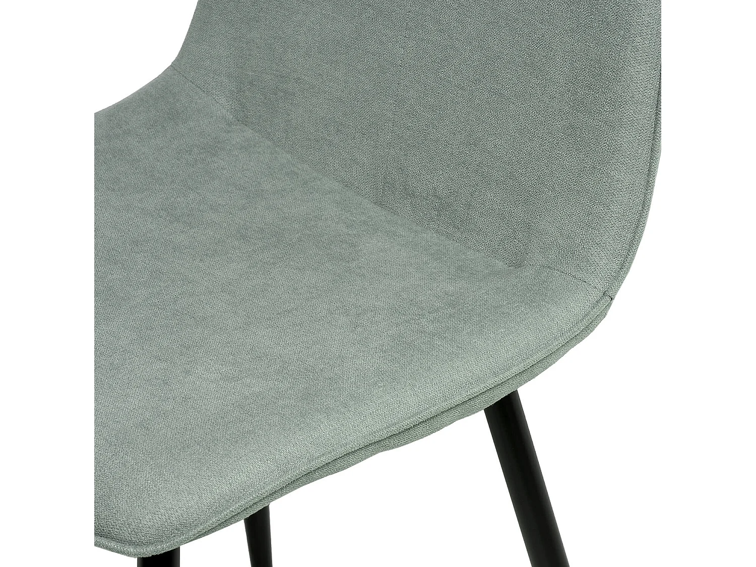 Chaise en tissu avec pieds en métal noir Klara – Lignes incurvées et élégance intemporelle-Vert céladon