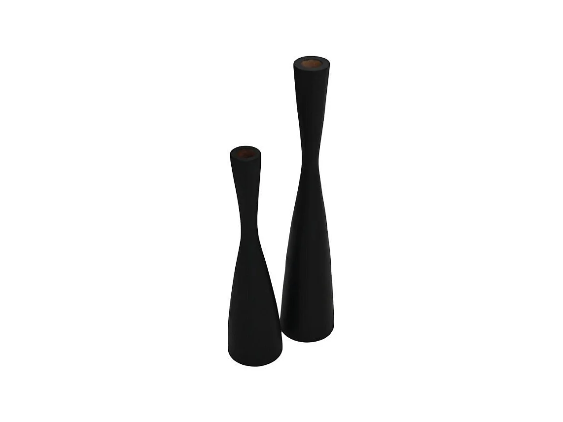 2 Portes bougies en teck noir ø 8 x 32 et ø 8 x 42 cm