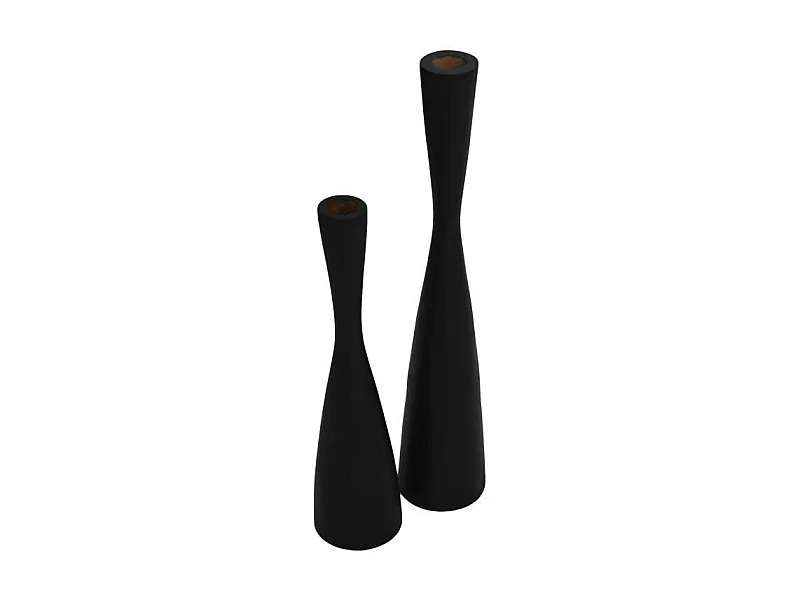 2 Portes bougies en teck noir ø 8 x 32 et ø 8 x 42 cm