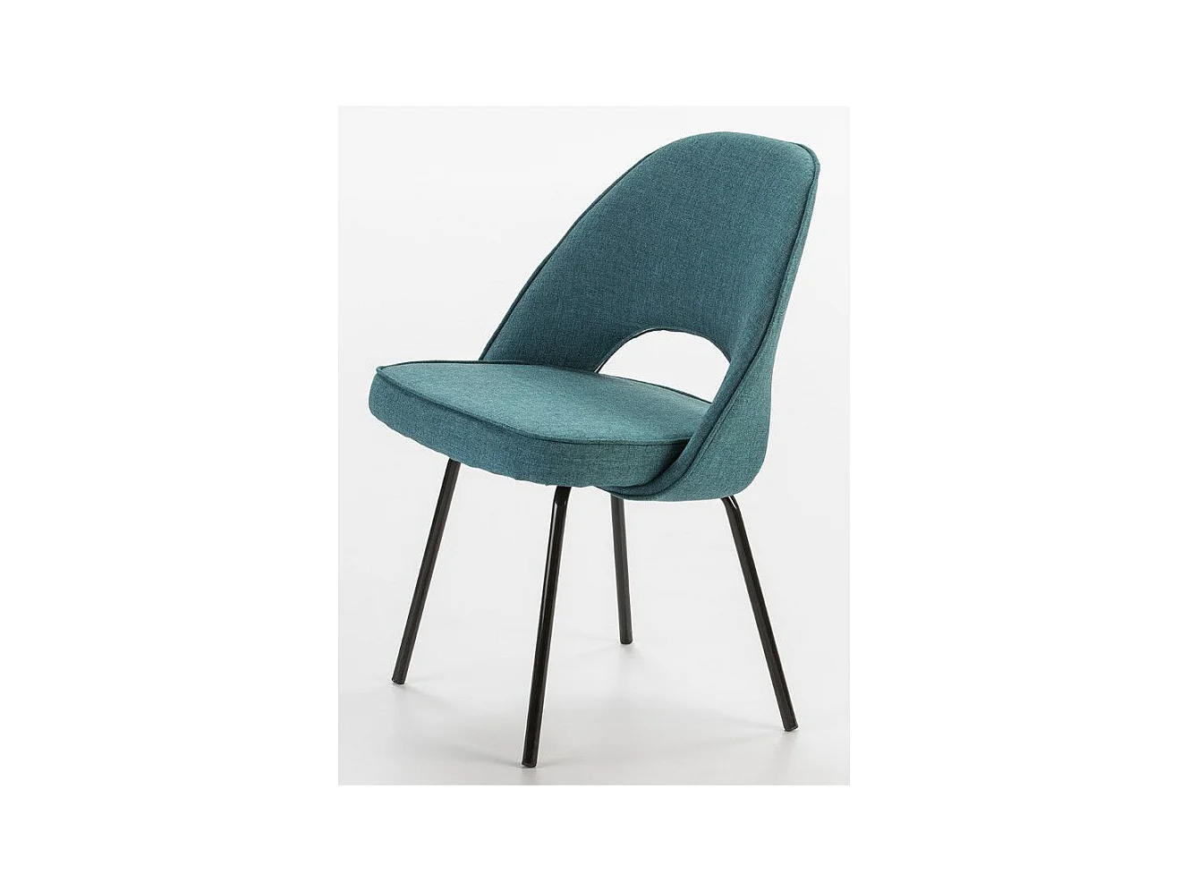 Chaise tissu bleu et pieds métal noir Rudy