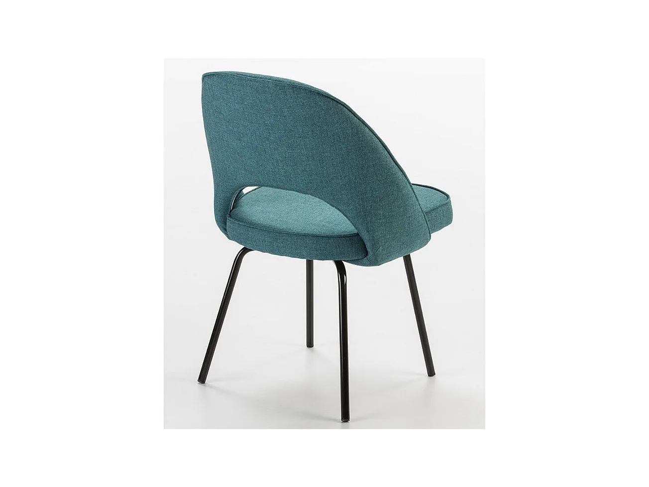 Chaise tissu bleu et pieds métal noir Rudy